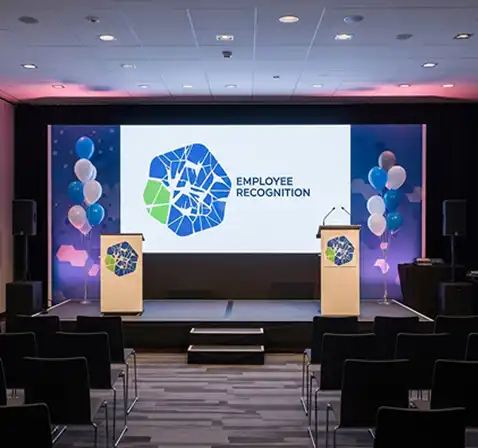 Booth Builder AV Services High-resolution LED video wall showing 4K graphics